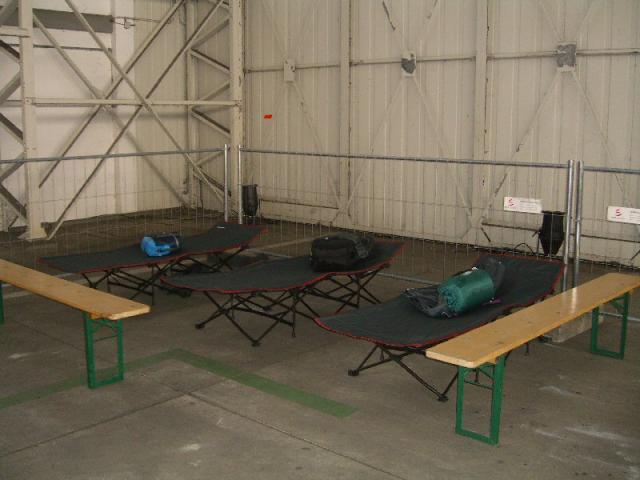 Schlafplatz im Hanger